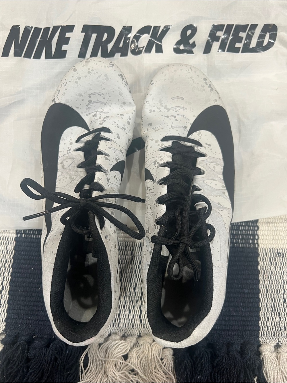 Nike Racing Track Spikes White Black Splatter Women’s Size 9